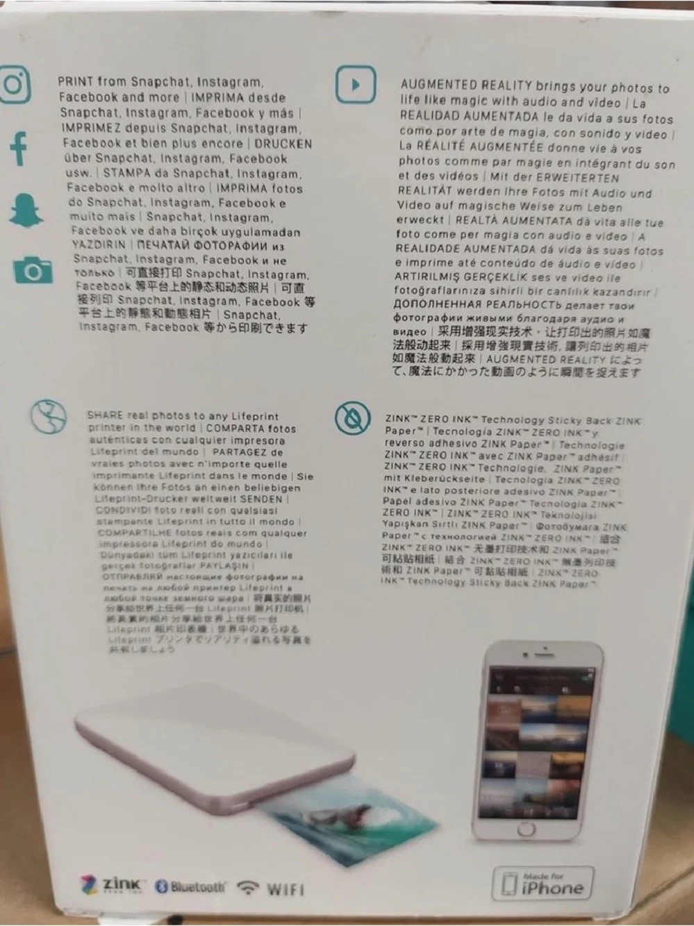 White Portable Photo & Video Printer for iPhone - Bluetooth Instant Prints